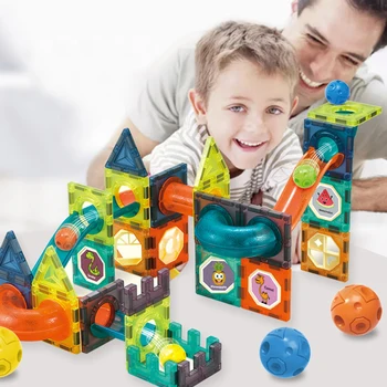 Copii Magnetic Foaie De Blocuri Glisați Mingea Blocuri Magnetice Model & Building Jucarie Pista De Asamblare Designer De Jucării Pentru Băieți Și Fete Cadou