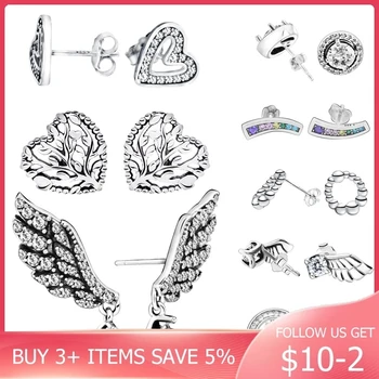 Moda 925 Sterling Silver Cercei Spumante Aripă de Înger Inima cercei pentru Aniversare de Ziua de nastere Cadouri pentru Femei Bijuterii