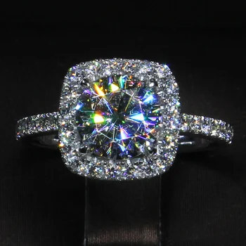 Spumant inel cu Diamant de culoare Argintie AAAAA Cz de Logodna nunta trupa inele pentru femei Mireasa Petrecere frumoasă de Bijuterii
