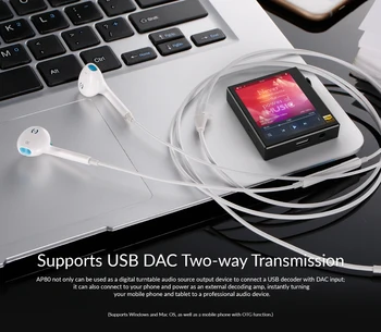 Hidizs AP80 Hi-Res ES9218P Ultraportabil Bluetooth Muzică HIFI MP3 Player LDAC USB DAC DSD 32/64 FALC DAP