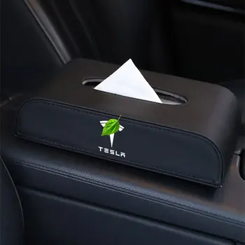 Pentru Tesla Model 3 X S din Piele PU Cutie de Tesut Suport de Șervețele Negru