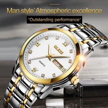 OLEVS Mens Ceasuri cu Auto Întâlnire de Afaceri de Moda Impermeabil Luminos de Mână din Oțel Inoxidabil Cuarț Ceas de mână Cadouri pentru Bărbați