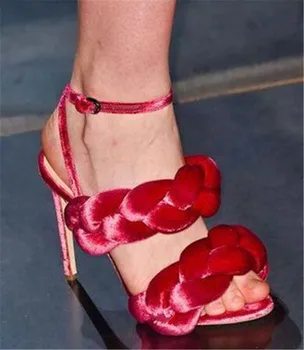 2020 Pista De Vara Femei Sandale Gladiator Twist Design Panglica Tocuri Înalte, Rochie De Petrecere, Pantofi De Femeie Frânghie Înnodată Suede Doamnelor Pompe