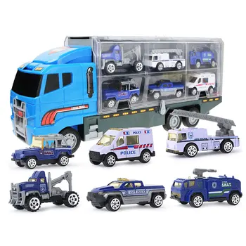 7 in 1 Mini Metal Aliaj de Inginerie Auto Model de Tractor de Jucărie Camion de Foc Modelul Clasic de Vehicule, Jucarii pentru Copii Baieti