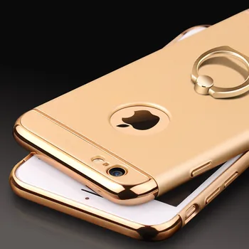De lux 3D Aluminiu Inel Suport stativ de Cazuri Pentru iPhone 8 7 6 6s Plus X Xs Max Xr 5s SE Detașabil 360 Protecție Completă Acoperire Telefon