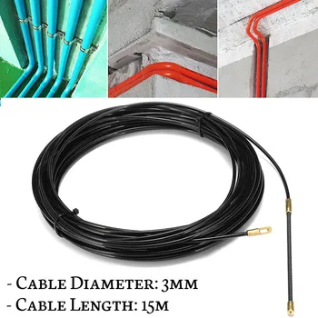 3mm Durabil Negru din fibra de sticla Electrica Dispozitiv de Ghidare a Cablului Împinge Extractoare Conductă de Șarpe Rodder Pește Bandă Fir 5m la 40m Lungime