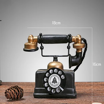 Decorative Telefon Rășină Vechi Meșteșug Stil Vintage Birou Figurine Retro Telefon Figurina Decor Model De Fereastră Decor Elemente De Recuzită