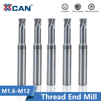 XCAN Fir Mills 3 Flaut Filet Metric End Mill M1.6 M2 M2.5 M3 M4 M5 M6 M8 M10 M12 CNC Scule de Filetat din Carbură de freze