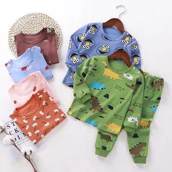 Copii pentru Copii de Toamna Pijamale, Haine pentru Copii Set cu Mâneci Lungi Tricou+pantaloni Desene animate 2 buc Sleepwear Costum WT123