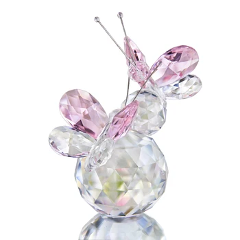 H&D Crystal Zbor de Fluture Figurina Cu Mingea de Cristal Baza de Artă din Sticlă Animale Prespapier Decor Pentru Masa de Birou Acasă de CRĂCIUN Cadou