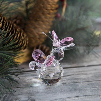 H&D Crystal Zbor de Fluture Figurina Cu Mingea de Cristal Baza de Artă din Sticlă Animale Prespapier Decor Pentru Masa de Birou Acasă de CRĂCIUN Cadou