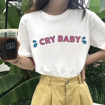 2020 Cry Baby Print Vrouw Top Femei T-shirt Harajuku Casual Haine Casual, O-neck Doamnelor Modă Topuri Tricouri Femei T-shirt
