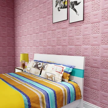 3D auto-adezive autocolante de perete de umezeală, anti-coliziune de hârtie de perete pentru dormitor TV de fundal tavan suspendat Decor Acasă