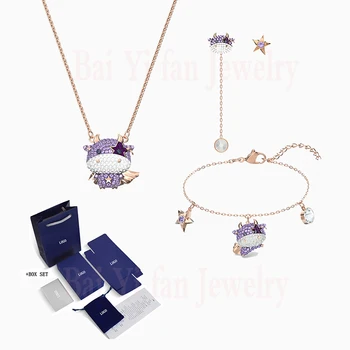 2021 Moda Bijuterii SWA Nou Set MIC a Crescut de Aur Fermecător Violet Vițel Femei Decor de Lux și Romantism Bijuterii Cadou