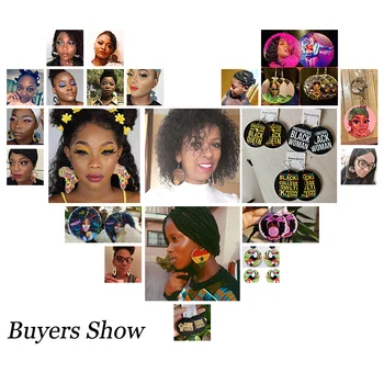 SOMESOOR en-Gros Personalizate de Imprimare Africane din Lemn Picătură Cercei Personalizate Afro Lemn Legăna Bijuterii Pentru Femei, Cadouri 15Pairs