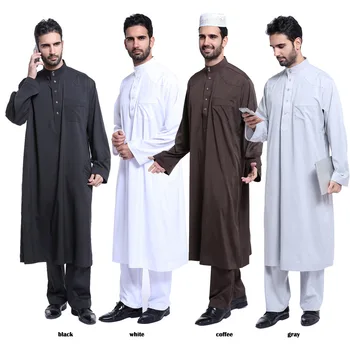 Jubba Echipa de top haine cu pant 2 bucati de seturi de haine islamice barbati maneca lunga caftan halat de musulmani, bărbați îmbrăcăminte rochie de islam