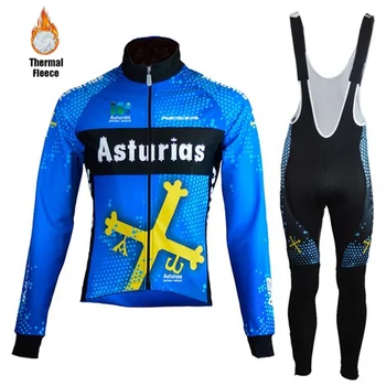 2020 albastru Asturias Ciclism Sacou Costum Bărbați de Iarnă Lână Cald Bicicleta Jersey Ciclyng Salopete Set Trajes campera chaqueta ciclismo