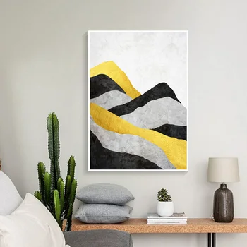 Geometrice abstracte Galben de Moda Munte Imprimare Panza Picturi, Postere de Arta de Perete Imagini pentru Dormitor Decor Acasă Neînrămate
