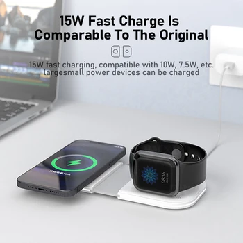 Mag Magnetic de Siguranță Wireless Duo-Incarcator Pentru Apple iPhone 12 Mini-12 Pro Max Rapid de Încărcare Tampon Pentru Aer Păstăi Ceas Pliabil Suport