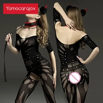Yomocarajox Fierbinte Sexy Bodystockings Negru, Sex, Îmbrăcăminte De Noapte De Moda Jucarii Lenjerie De Corp Pijamale Intime Produse Crotchless Teddies