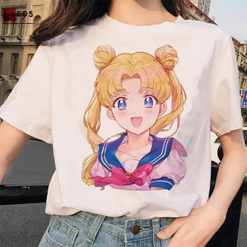 Sailor Moon Femei T-Shirt Anime Cat Harajuku Maneca Scurta Pentru Vrac De Mari Dimensiuni De Sex Feminin De Desene Animate De Imprimare Kawaii Moda Topuri Tricouri