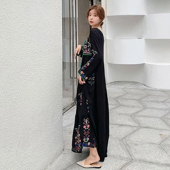 Vara noi coreean largi pentru femei de moda rochie retro ciucure V-neck broderie leagăn mare rochie boem călătorie plaja rochie lunga