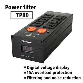 Pawalle tp80 filtru de putere priza de putere anti surge limitator de suprasarcină tensiune de afișare