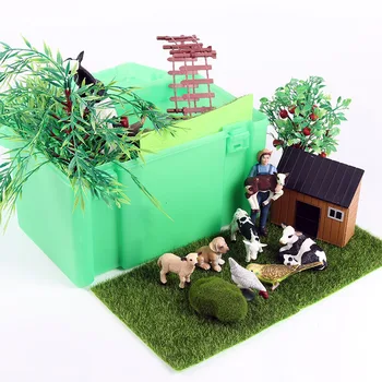 Oenux 45PCS Zoo Farm Model Figurine de Acțiune Fermier Vacă, Găină Păsări de curte Animale Figurine in Miniatura Minunat Jucărie Pentru Copii Cadou de Ziua de nastere