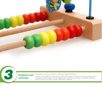 MWZ Copii din Lemn Jucării Toddler Cerc Primul Șirag de mărgele Labirint pentru Băieți și Fete