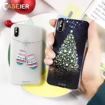CASEIER 2020 Crăciun Telefon Caz Pentru iPhone 11 Pro X XS Max Silicon Moale Funda Pentru iPhone 8 7 6 6s Plus XR Acoperi Shell capa