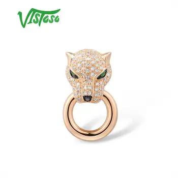 VISTOSO Pandantiv din Aur Pentru Femei Reale 14K 585 Aur roz Leopard Pandantiv cu Smarald Spumante de Logodna cu Diamant Bijuterii Fine