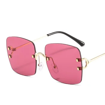 Noi CHIC Gradient fără ramă de ochelari de Soare pentru Femei Brand Designer Nit Obiectiv Pătrat Ochelari de Soare Moda de sex Feminin Tendință Nuante Oculos UV400