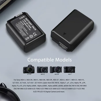 NP-FW50 NPFW50 aparat de fotografiat Baterie de 2000mAh 7.4 V np-fw50 batteria+LED Dual Incarcator pentru Sony a6500 a6300 A7SM2 RX10 II NEX-3 3N 5C 5T