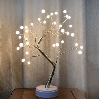 Ghiveci de Masă Lampă de Noapte Lumini Copac Bonsai Decor de Crăciun Lumini cu 36 LED-uri Margele --M25