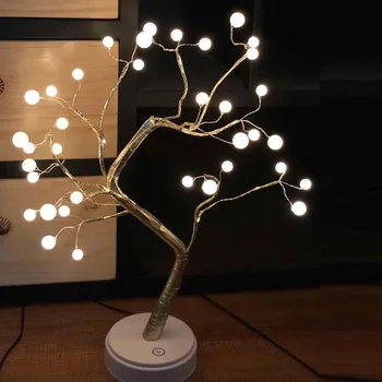 Ghiveci de Masă Lampă de Noapte Lumini Copac Bonsai Decor de Crăciun Lumini cu 36 LED-uri Margele --M25