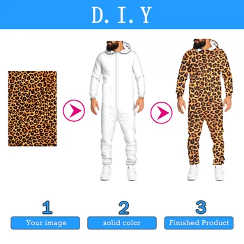 OGKB Personalizate Zip Hanorac cu Salopete Femei de Imprimare 3D Unisex Liber Fermoarul Deschis Pijamale Pijamale Pentru Adult DIY Salopete en-Gros