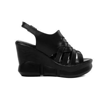 BONJOMARISA Brand Nou femei din Piele Doamnelor Pene Tocuri Plat Platforma Pantofi Femei Casual Office Sandale de Vara