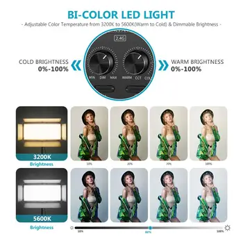 Neewer Avansate 2.4 G 1904 Video cu LED-uri de Lumină,Estompat Bi-Color LED Panou cu Ecran LCD,Barndoor și U-Suport și de la Distanță fără Fir
