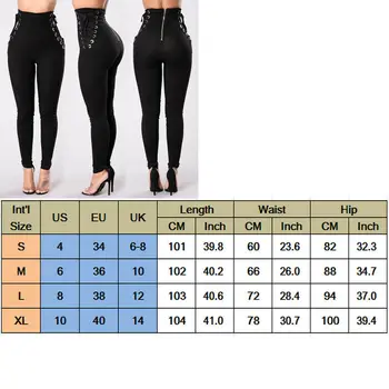 Meihuida Femei Casual cu Talie Înaltă Fitness Stretch Slim Lace Up Pantaloni Bandaj Pantaloni Femei Skinny Mulati Pantaloni de Creion