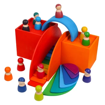 Curcubeu mare Stivuitor ,Curcubeu Blocuri, Clasice Curcubeu Jucarii Montessori interes înțelepciune ,cel mai bun cadou pentru Copilul