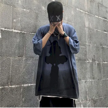 Plin de compasiune pentru bărbați întuneric decadent cu mânecă scurtă uri originale anime Naruto haine Uchiha Itachi pierde jumătate cu mâneci t-shirt