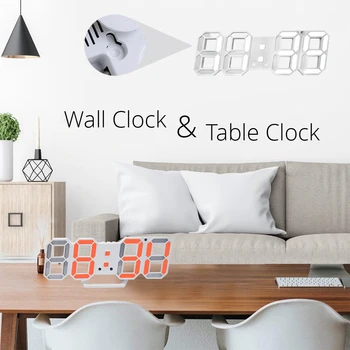 3D LED Ceas de Perete Moderne, Digitale, Ceasuri de Alarmă Afișare Acasă, Bucătărie, Masă de Birou de Birou de Noapte Ceas de Perete 24 sau 12 de Ore de Afișare