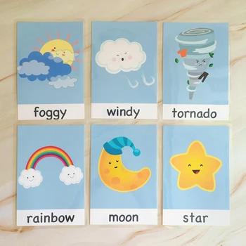 15buc/Set Cartonașe Vreme engleză Preșcolar Educație Montessori a învăța limba engleză Cărți Jucării pentru Copii de învățare limba engleză