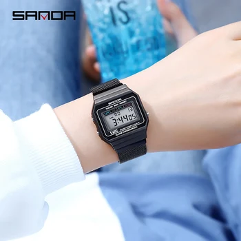 SANDA Oameni de Afaceri de 50 m rezistent la apă Oțel Inoxidabil Digitale ceasuri de mână de Brand de Top Luxury Mens Ceas Relogio Masculino Wacth
