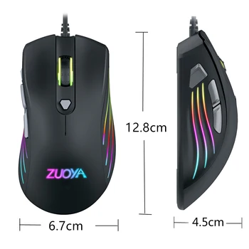 ZUOYA RGB Mouse de Gaming cu iluminare RGB prin Cablu Mouse-ul cu7 Butoane Programabile pana la 7200 DPI cu Foc Cheie mouse-ul pentru Windows PC G
