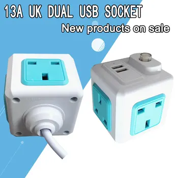 UK Plug Powercube prelungitor Cu Comutator de punte cu fir Electric de curent ALTERNATIV Extensie Soclu cablu Cablu 2.0 M 4 Puncte 2 USB 10A 250V