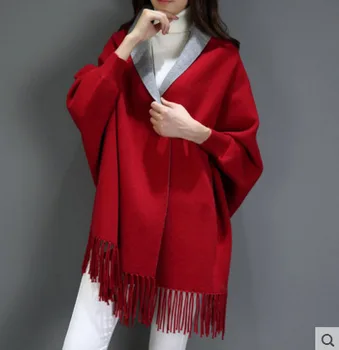 2019 Femei Mantie Solid Designer Lung Batwing Mâneci Toamna Afara Furat De Iarnă Tricotate Poncho Femei Vintage Șal