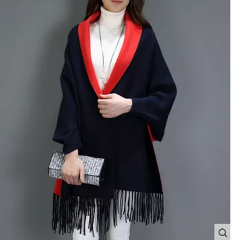 2019 Femei Mantie Solid Designer Lung Batwing Mâneci Toamna Afara Furat De Iarnă Tricotate Poncho Femei Vintage Șal