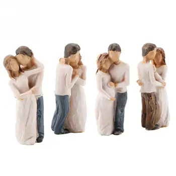 Minunat 4buc Cupluri Formă de Rășină Figurina Decor Statuie Model Sculpturi Decor Acasă Pentru Ziua Îndrăgostiților Giftst