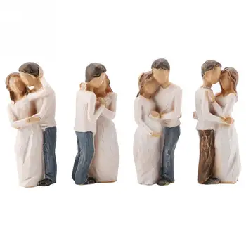 Minunat 4buc Cupluri Formă de Rășină Figurina Decor Statuie Model Sculpturi Decor Acasă Pentru Ziua Îndrăgostiților Giftst